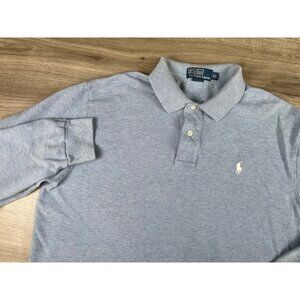 Ralph Lauren Polo Shirt Mens Size XL Blue Long Sleeve Cotton White Pony